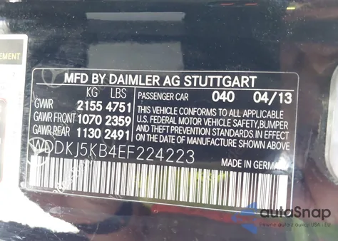 2014 Mercedes-Benz E 350 from USA, damaged, VIN WDDKJ5KB4EF224223
